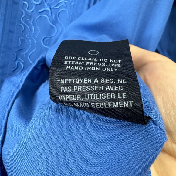 Robert Graham Size Large Blue Embroidered Button Shirt Flip Cuff - Picture 9 of 12